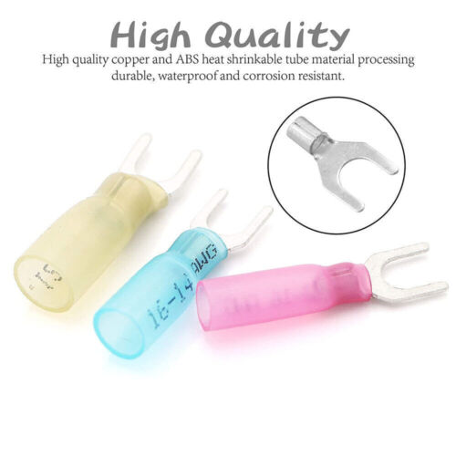 50/400PCS Heat Shrink Crimp Spade Terminal Fork Wire Connector 22-10 AWG #8 #10 - Picture 2 of 15