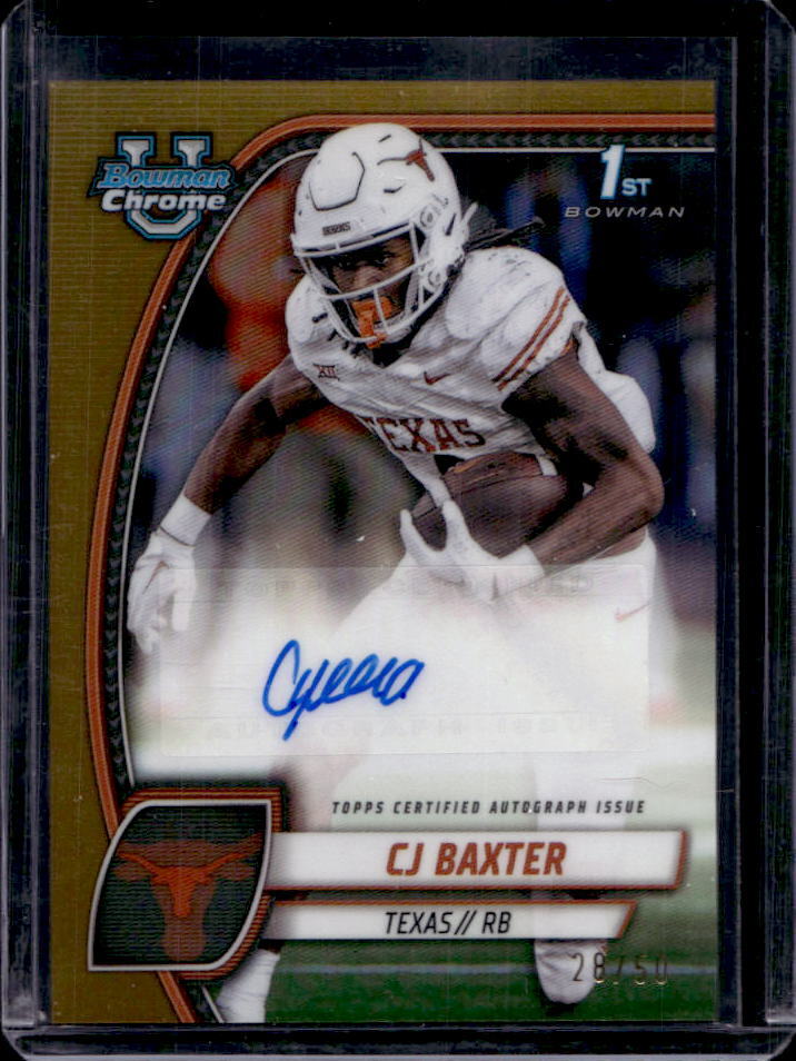 2024 Bowman Chrome University CJ Baxter Prospect Auto Gold Refractor #28/50