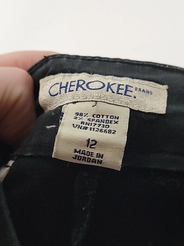 Pantalones Cortos Cherokee Bermudas Chino Mujer Adulto Talla 12 Negro Sólido Tiro Alto Foto 3 de 4