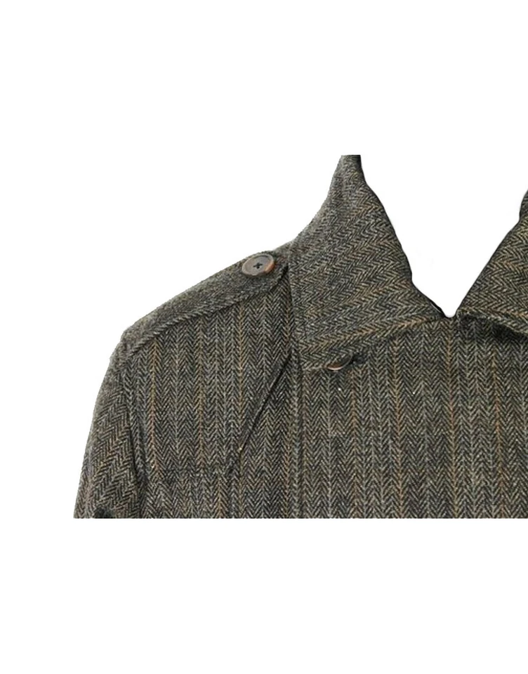 Brave Soul Men's Double Breasted Jacket Brown/Tweed (CBSJK004) SALE ITEM - Image 2 of 3