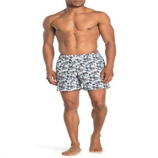 $98 Slate & Stone Tropical Printed Board Shorts, WHITE VOLCANO ISLAND , Size XL