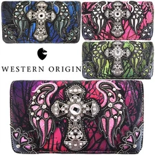 Western Camouflage Cross Wings Purse Single Shoulder Bags Clutch Women Wallet