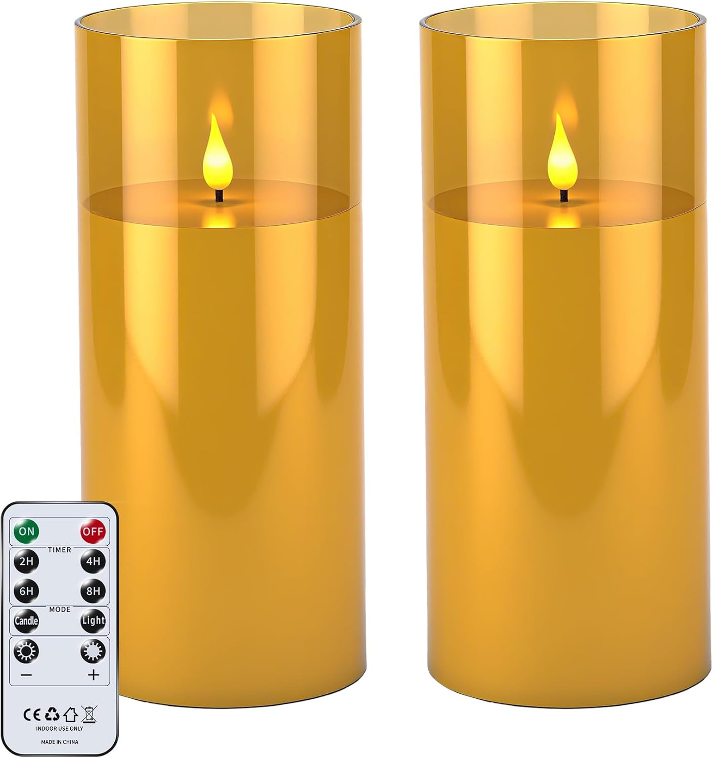 2 Pezzi Candele LED Senza Fiamma Impermeabili Con Telecomando E Timer, Grandi Ca