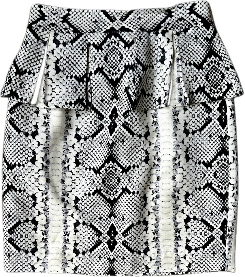 Falda Nanette Lepore Peplum Estampado Piel de Serpiente Mezcla Seda $278 Talla 0 Foto 4 de 4