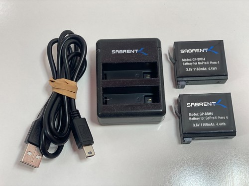 Sabrent GP-DCH4 Black 5 Volt Dual Ladegerät mit 2 Akkus für GoPro Hero 4
