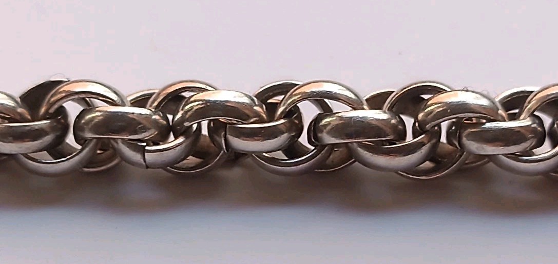 Sterling 925 Silver Solid Double Ring Chain Brace… - image 4