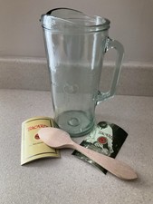 Bacardi Glass Pitcher Jug Barware Vintage Wooden  Stirrer Instructions cocktail 