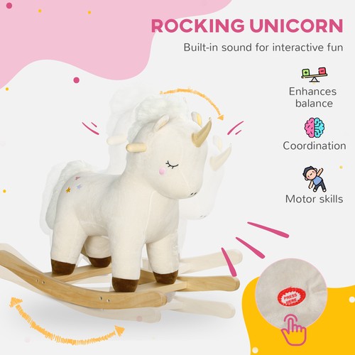 Rocking Horse Plush Ride on Unicorn with Realistic Sound for 2-4 Years - Picture 5 of 11