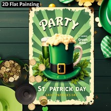 St. Patrick'S Day Green Beer Mug Tin Metal Signs Home D cor 8x12