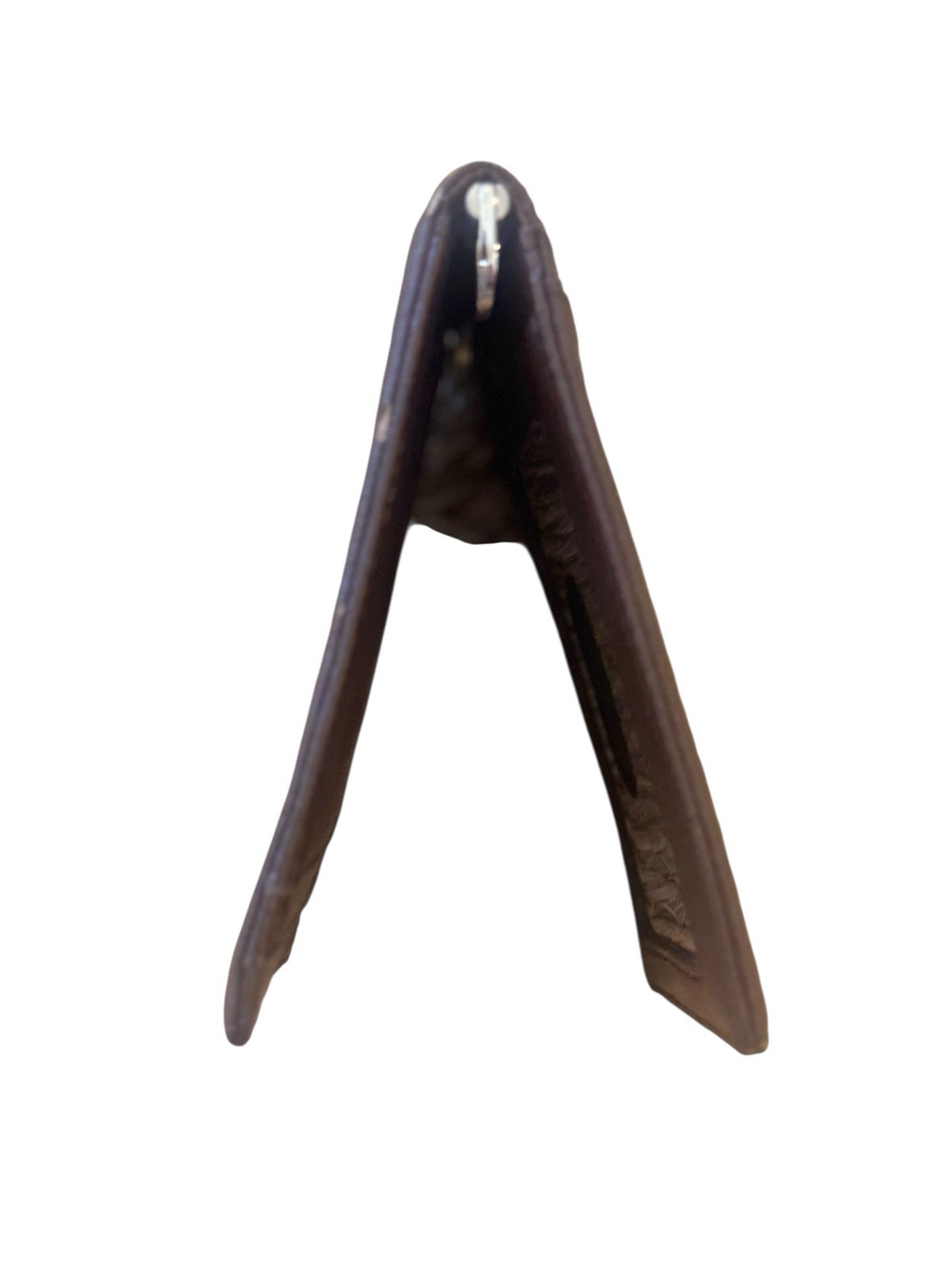 RUNBOX Slim RFID Brown Leather Wallet Money Clip Bifold Card Slots Pre‑Owned