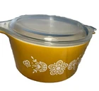Vintage Pyrex Butterfly Gold Casserole Dish 473 1 Quart with Lid