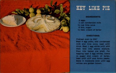 Key Lime Pie Florida Keys vintage postcard w167