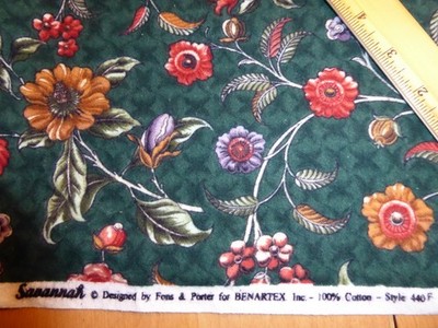 BTY FLANNEL SAVANNAH by Fons Porter Green Floral & Vines Quilting Cotton Fabric