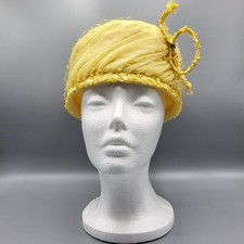 Vintage 1950s Womens Yellow Pillbox Hat By Linda Farrell Designer New York