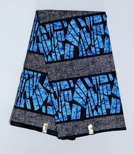 African Print Fabric/ Ankara - Blue, Black 'Eku Prism', Per Yard or Wholesale