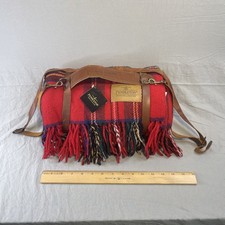 NWT - PENDLETON Wool Motor Robe Blanket Red w/Leather Carrier 52x66