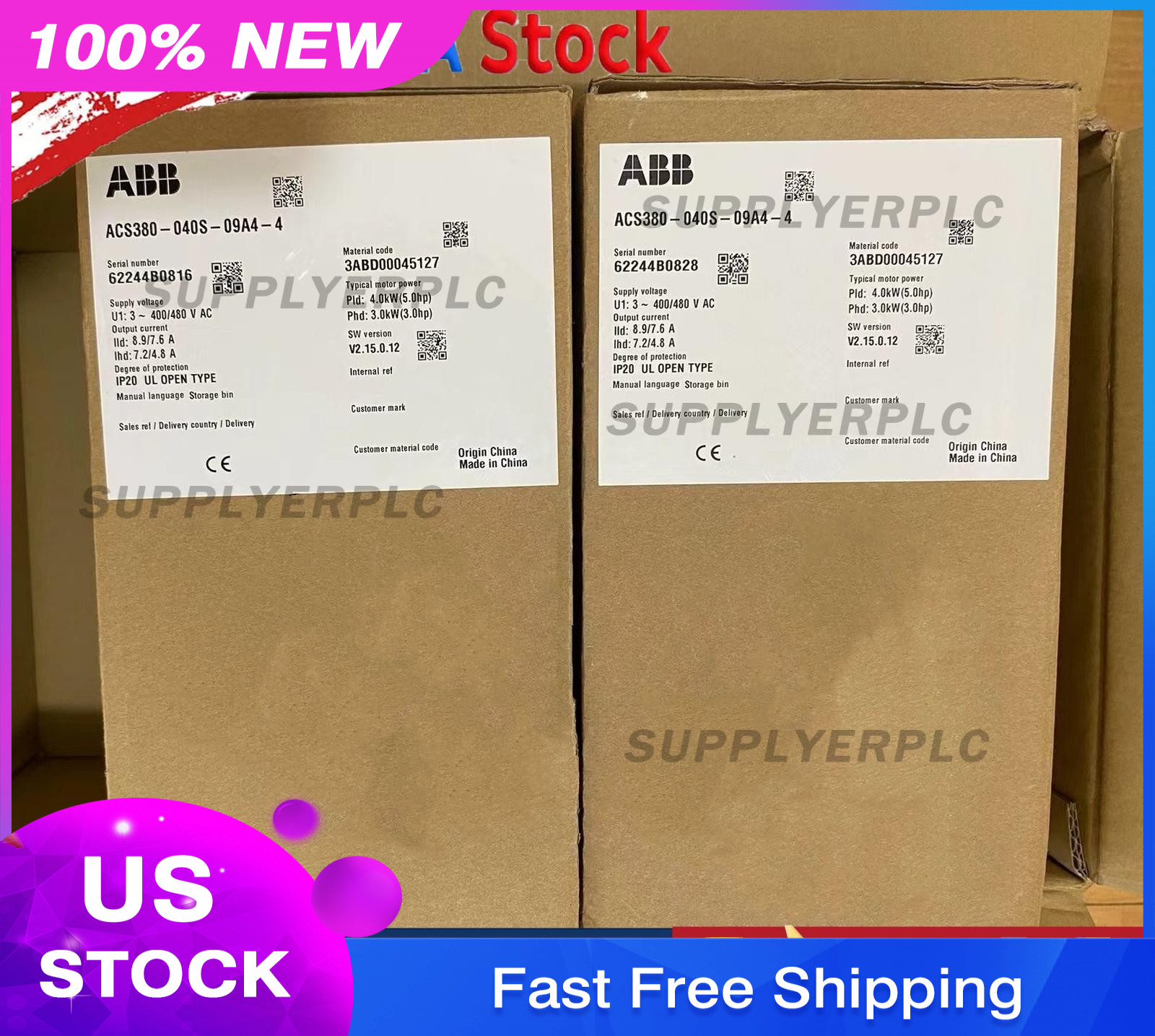 1PC New ABB ACS380-040S-09A4-4 Frequency Converter 4kw Fast Shipping US Free TAX
