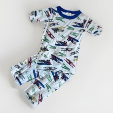 Hanna Andersson Sz 8 130 Boys Pajama Set Shorts Top Airplanes Planes PJs