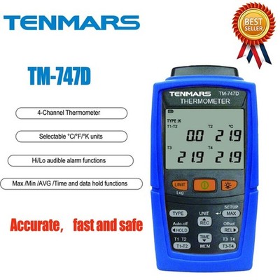 TENMARS TM-747D Digital Thermometer with 4-Digit LCD   and RS-232  #nm