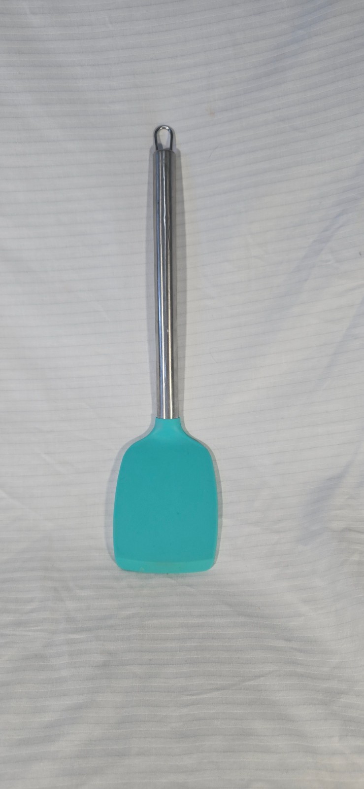 Teal blue silicone rubber spatula and stainless steel handle turner flipper