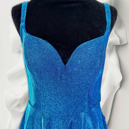 B. Smart Prom Glitter Fit & Flare Cocktail Dress Royal/Teal Blue Size 7 NWT - Picture 6 of 11