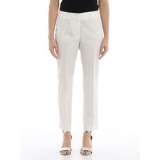 Weekend Max Mara White Cropped Cigarrete Trousers Women's Size 6 Stretch Cotton