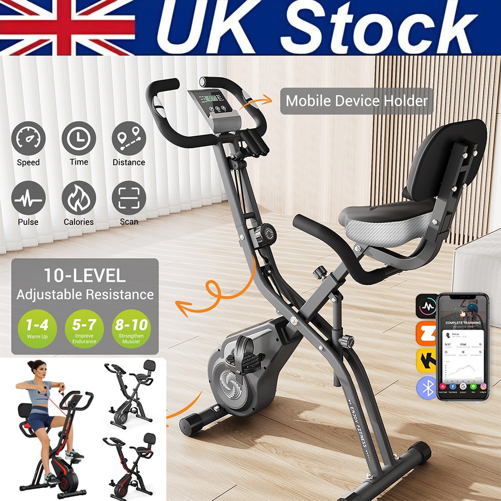 Foldable Exercise Bike Cycling 10 Adjustable Resistance Exclusive APP Home Gym