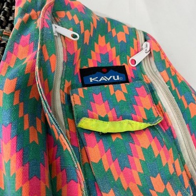 KAVU Women's Multicolor Zig Zag Patterned Rope Sling Bag 21'' Limited Edition