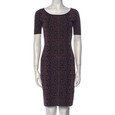 GUCCI Purple Snake Print Stretch Knit Sheath Midi Dress Scoop Neck Sz Small EUC
