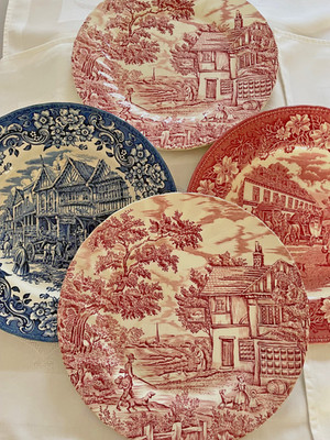 4 Vintage Staffordshire Teller England   Myott / Royal Tudor   Landhaus Deko