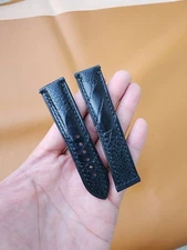 Quick Release 21/18mm Black Genuine Ostrich Legs Leather Skin Watch Strap Band