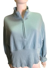 Victoria's Secret Blue Half-Zip Pullover Sweatshirt XXL Scalloped Hem Spring NWT