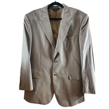 JOS A BANK Men's 44R Blazer Jacket 100 Wool Stays Cool Tan Stripe Suit Coat