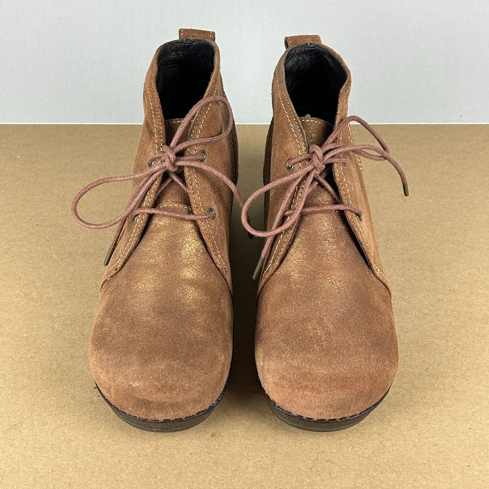 Dansko Lucille Suede Metallic Booties Womens 11.5/12 EU 42 Brown Copper Lace Up - Image 2 of 4