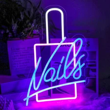 Nails Neon Sign LED Neon Light Signs Nail Polish Light up Signs for Wall Decor C