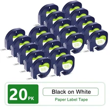 20X For DYMO LetraTag LT-100T Tape 91330 Label White Paper Refills 12mm S0721510