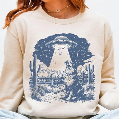 Funny UFO Border Collie Dog Sweatshirt