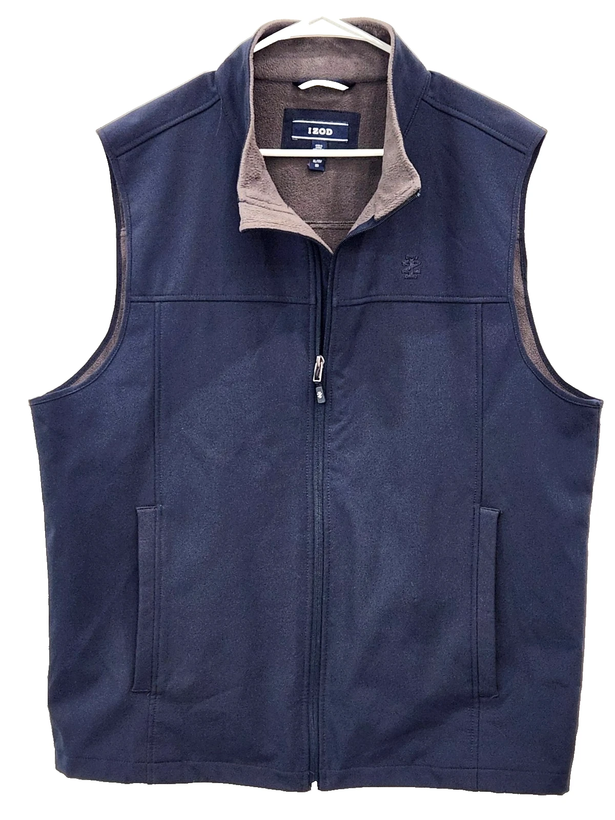 IZOD Men's Soft Shell Fleece Lined Vest Wind/Rain Resistant Navy XL Outdoors