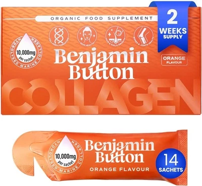 BENJAMIN BUTTON Marine Collagen Sachet 12,000mg w/Hyaluronic Acid & Vitamin C | Hair Skin Nails
