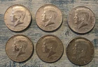 Lot Of 6 - 1968 Kennedy Half Dollars Circulated