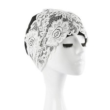 Fashion PU Lace Swim Cap Black Elastic Swimming Cap Swimming Hat Bathing Cap,...