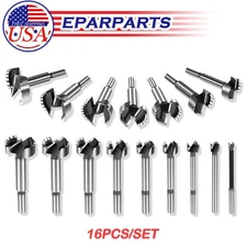 16PCS Forstner Wood Drill Bit Set Diameter 1/4" to 2-1/8" for Drilling Plywoods