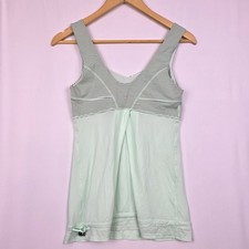 Lululemon Women  s Striped Tank Top Built-In Bra Size 6 Mint Green