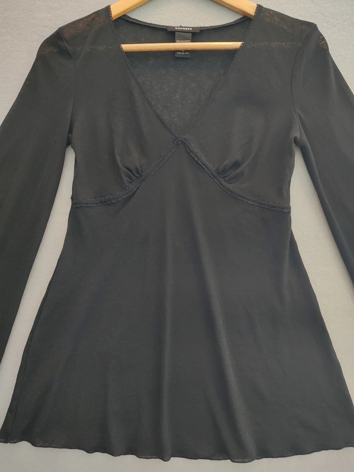 复古 Y2K Express See-thru 婴儿娃娃束腰外衣哥特式仙女垃圾女巫上衣 W 码 — 第 4/4 张图片