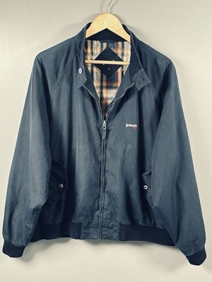 Schott NYC Harrington Jacke Herren XL Navy Baumwolle Freizeit Bomber Tartan gefüttert