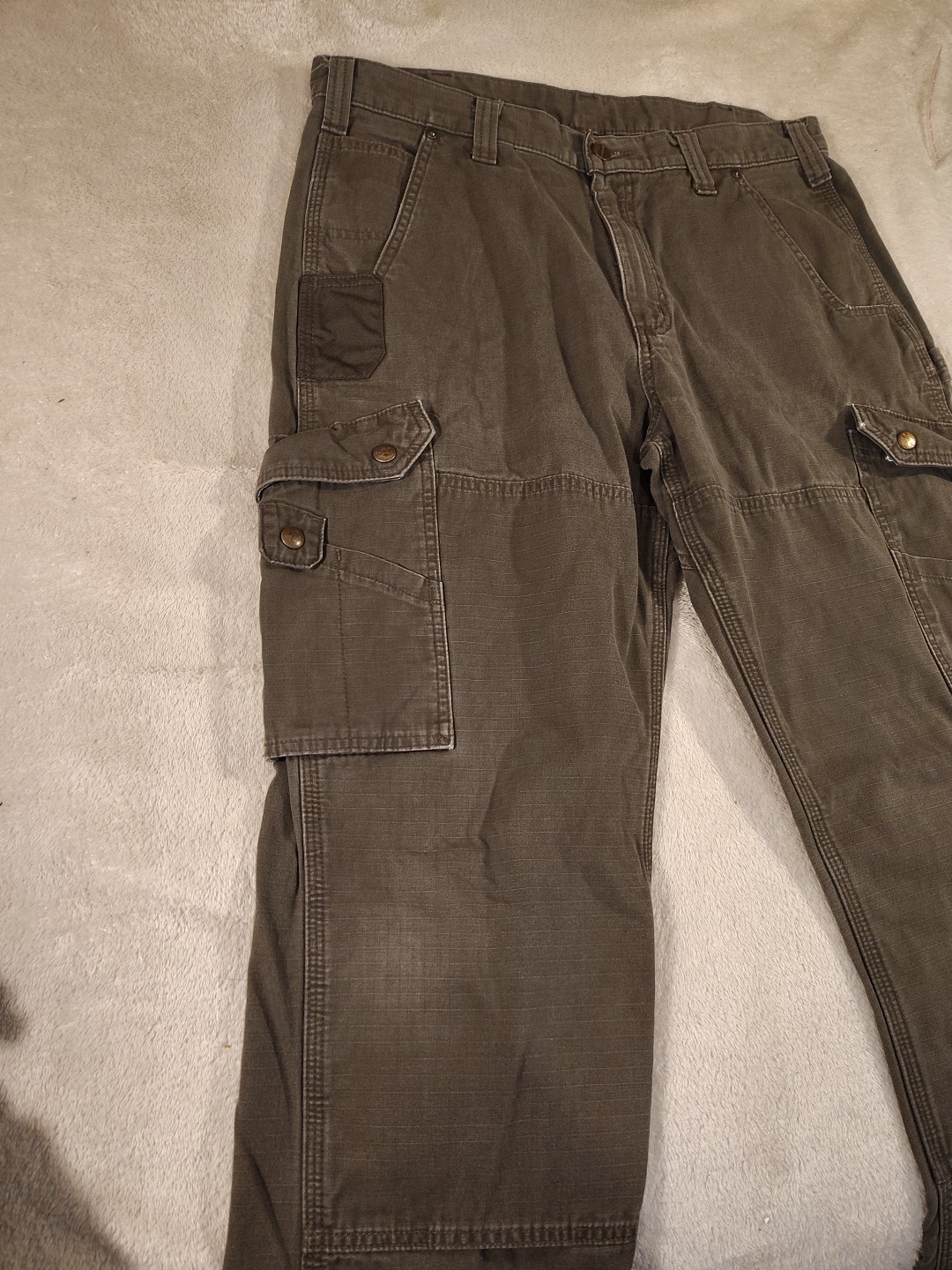 VTG Carhartt B342-DFE Brown Ripstop Cargo Double Knee Work Pants 34x32 Faded thumbnail 2