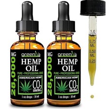 2 Pack Best Hemp Oil Drops for Pain Relief Stress Sleep PURE ORGANIC 28,000mg Ve