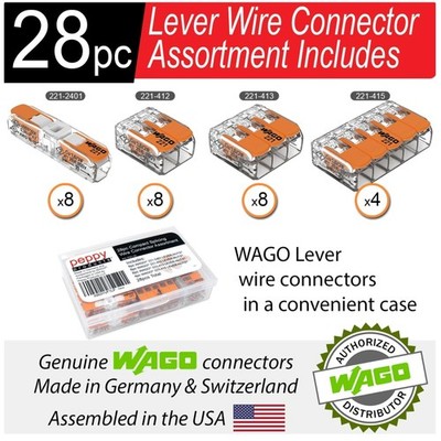 WAGO 221 Lever Nuts Kit | 28pc Compact Wire Connector Set