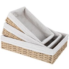 3 Pack Small Wicker Baskets for Organizing,Paper Rope Storage Basket  Desk Bas...
