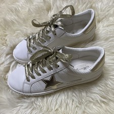 Vintage Havana White Gold Star Lace Up Metallic Scale Low Top Sneakers Women